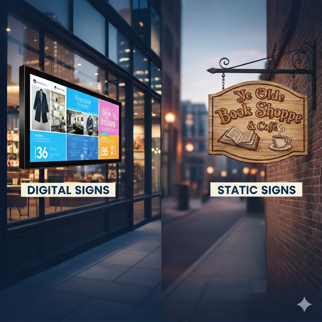 Digital vs Static Retail Signs